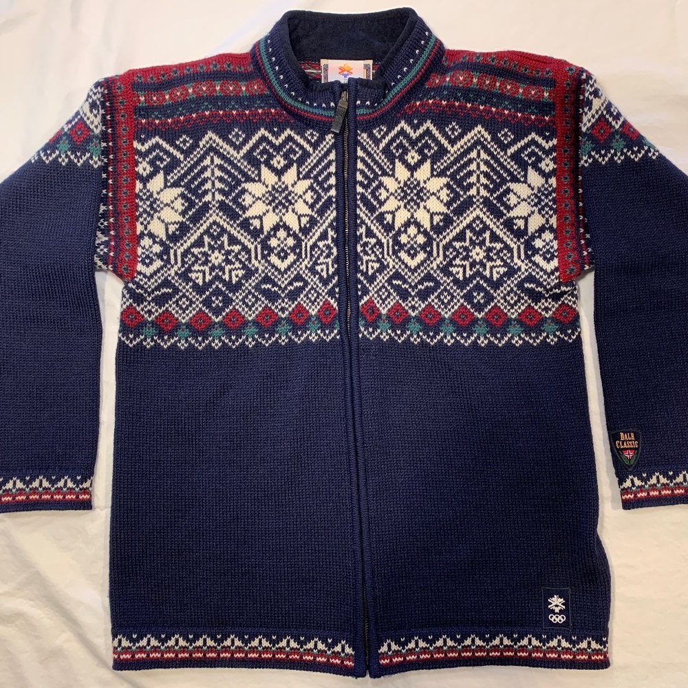 DALE OF NORWAY Wool Sweater 2002 Olympics Salt Lake City Full Front Zip Size M